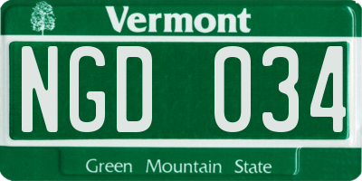 VT license plate NGD034