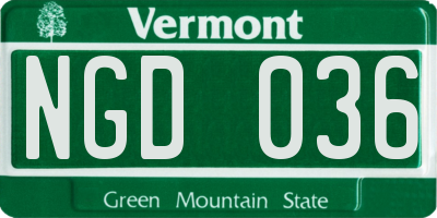 VT license plate NGD036