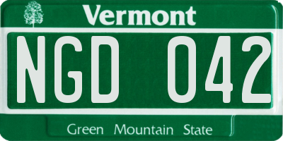 VT license plate NGD042