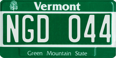 VT license plate NGD044