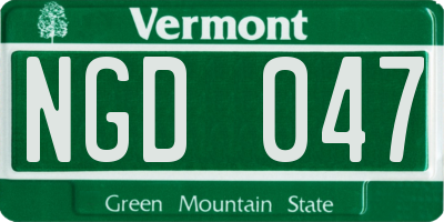 VT license plate NGD047