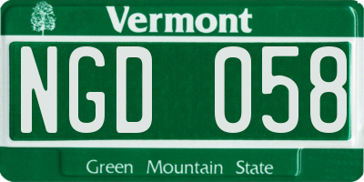 VT license plate NGD058