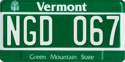 VT license plate NGD067