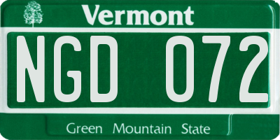 VT license plate NGD072