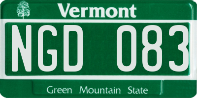 VT license plate NGD083