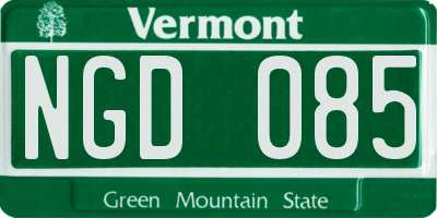 VT license plate NGD085