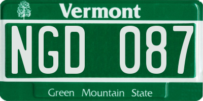 VT license plate NGD087