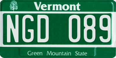 VT license plate NGD089
