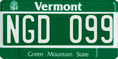 VT license plate NGD099