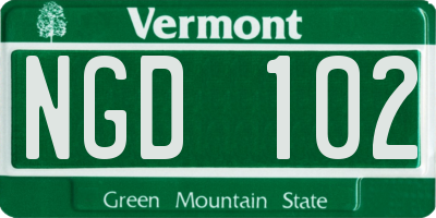 VT license plate NGD102