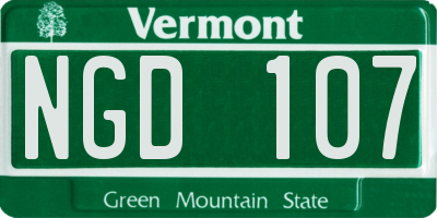 VT license plate NGD107
