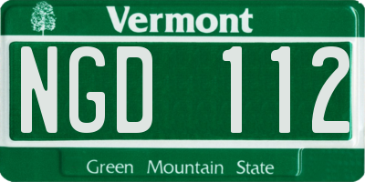 VT license plate NGD112