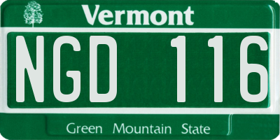 VT license plate NGD116