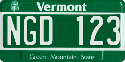 VT license plate NGD123
