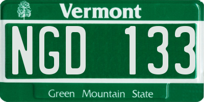 VT license plate NGD133
