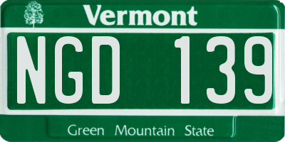 VT license plate NGD139