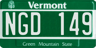 VT license plate NGD149