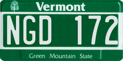 VT license plate NGD172