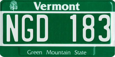 VT license plate NGD183