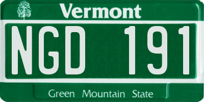 VT license plate NGD191