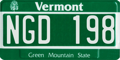 VT license plate NGD198