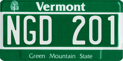 VT license plate NGD201