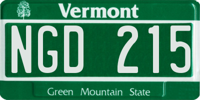 VT license plate NGD215
