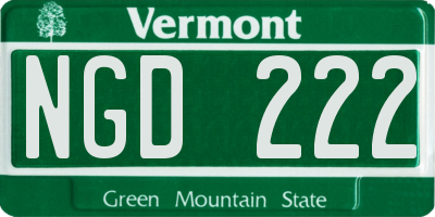 VT license plate NGD222