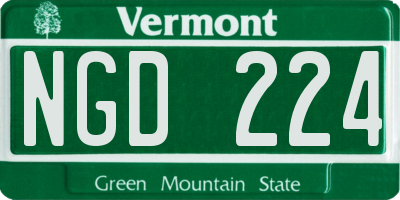 VT license plate NGD224
