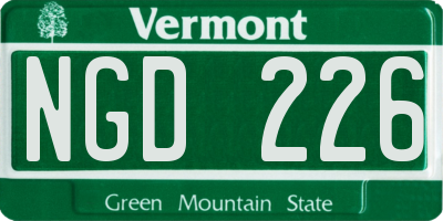 VT license plate NGD226