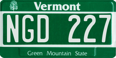 VT license plate NGD227