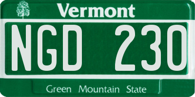 VT license plate NGD230