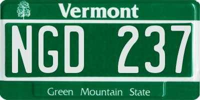 VT license plate NGD237