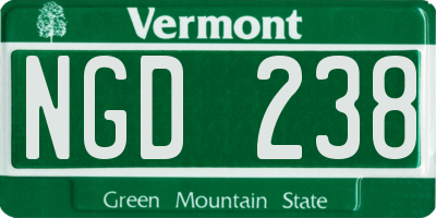 VT license plate NGD238