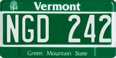VT license plate NGD242