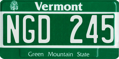VT license plate NGD245