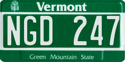 VT license plate NGD247