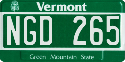 VT license plate NGD265