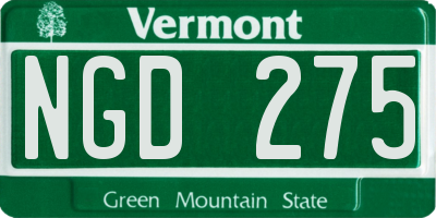 VT license plate NGD275