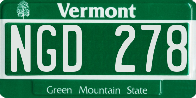 VT license plate NGD278