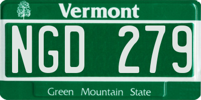 VT license plate NGD279