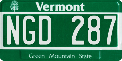 VT license plate NGD287