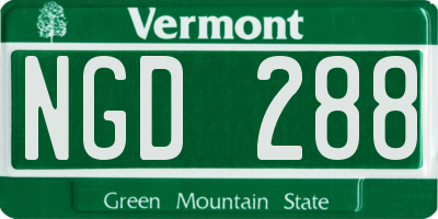 VT license plate NGD288