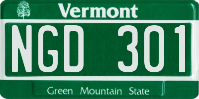 VT license plate NGD301