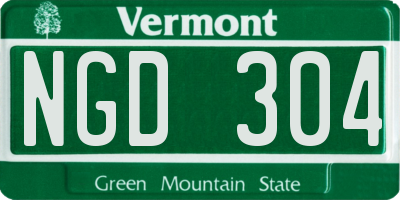 VT license plate NGD304