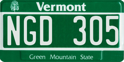 VT license plate NGD305