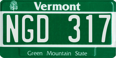 VT license plate NGD317