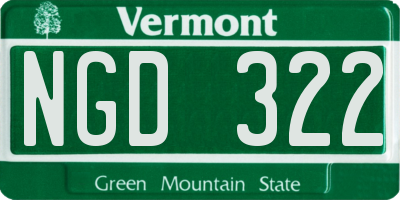 VT license plate NGD322
