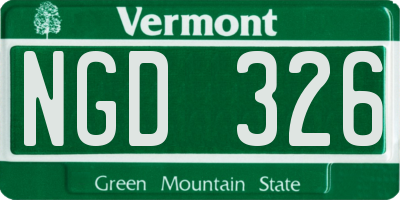 VT license plate NGD326