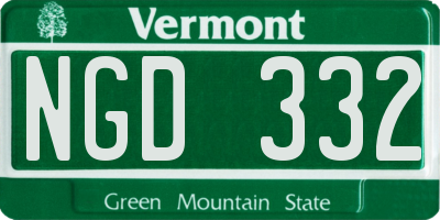 VT license plate NGD332